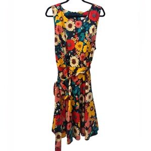Floral Sleeveless Midi Dress - Multicolor